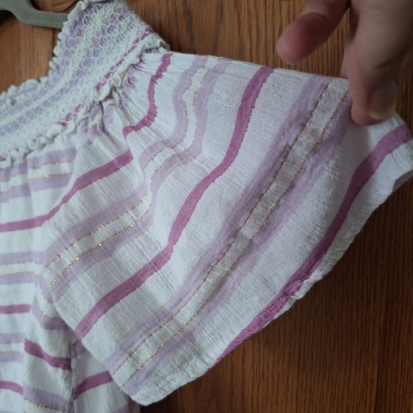 Lane Bryant Striped Smocked Off the Shoulder Top Size-10/12 - Picture 5 of 11